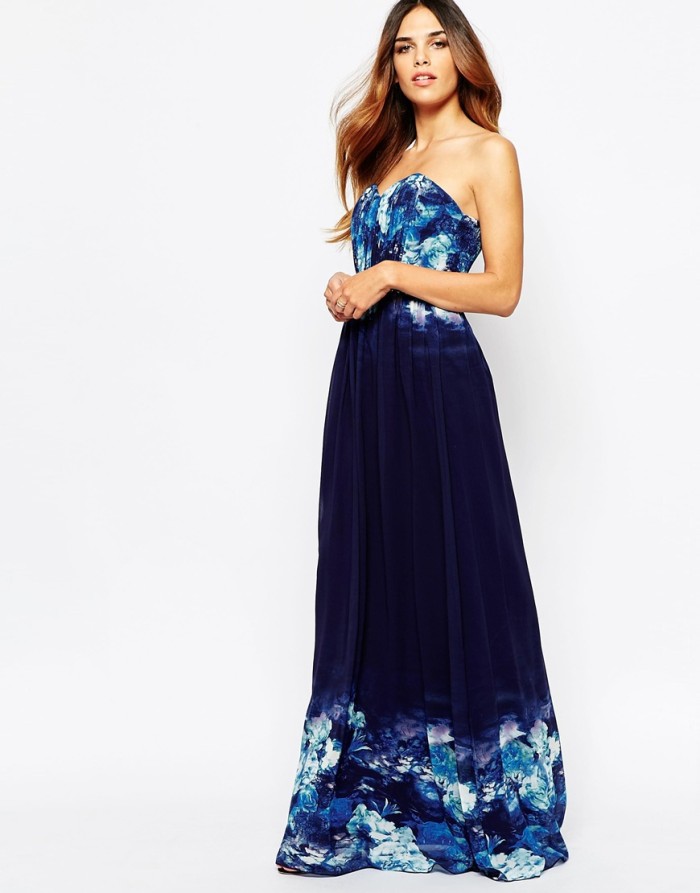 Maxi dress for a fall wedding | Blue floral maxi dress from ASOS