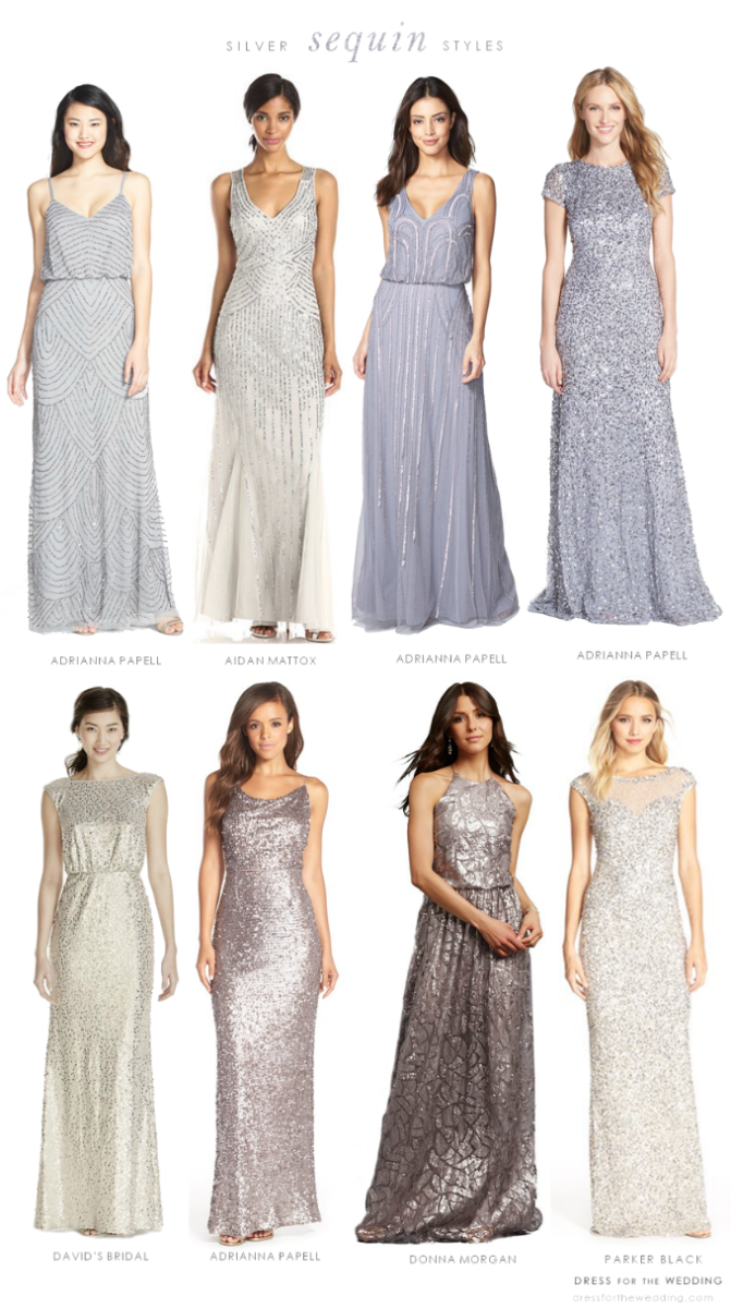 silver bridesmaid dresses