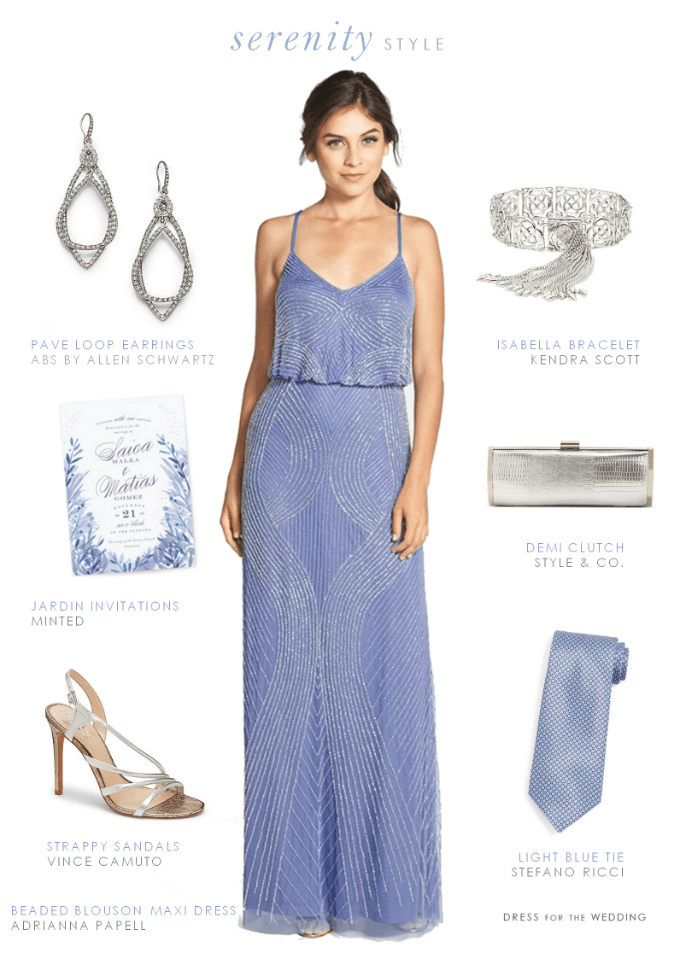 Beaded light blue maxi dress | Pantone Serenity Blue