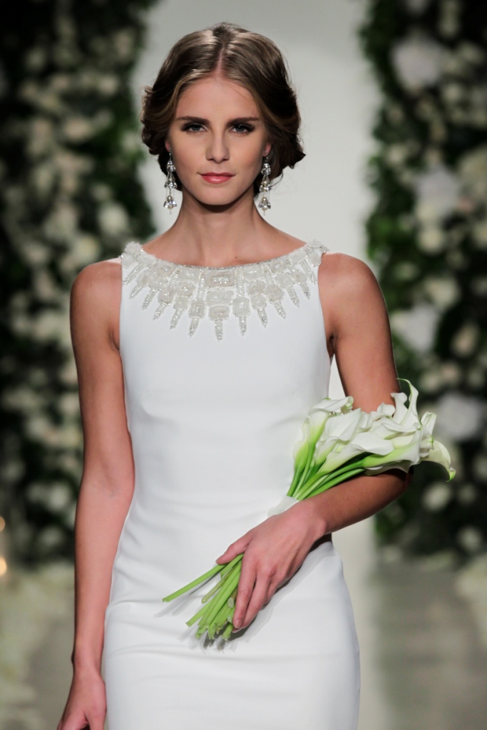 Stunning embellished neckline | Anne Barge Wedding Dresses | Photo by Dan Lecca