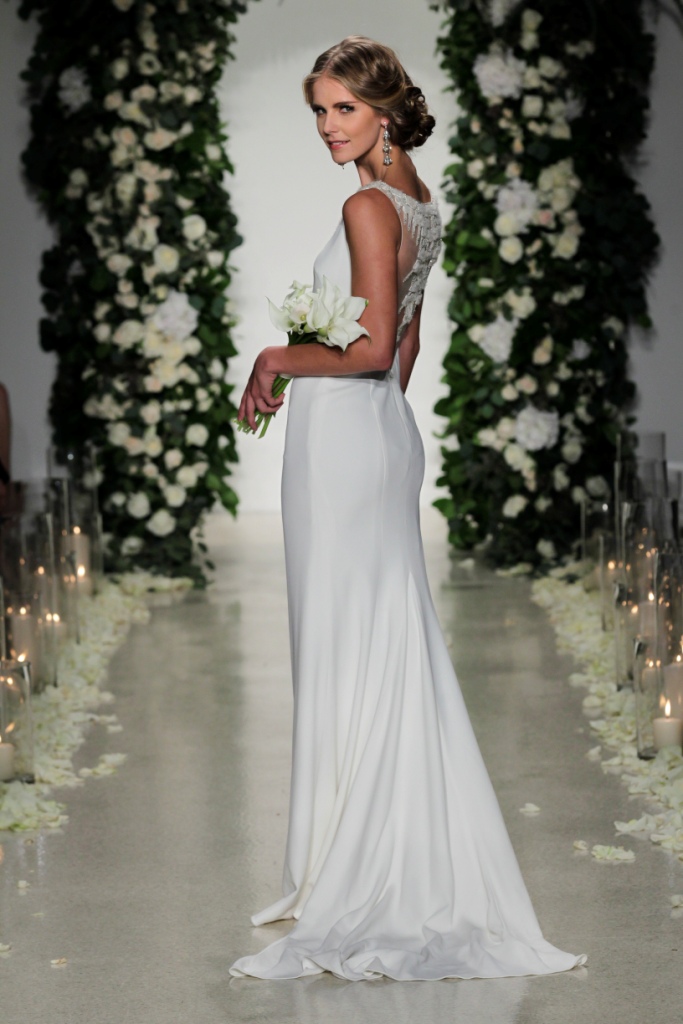 'Gotham' Back detail sleek wedding gown by Anne Barge | Photo by Dan Lecca