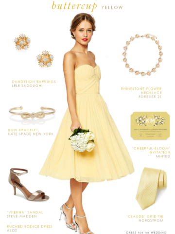 Yellow strapless bridesmaid dress