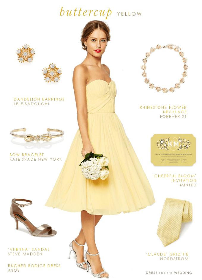 Yellow strapless bridesmaid dress