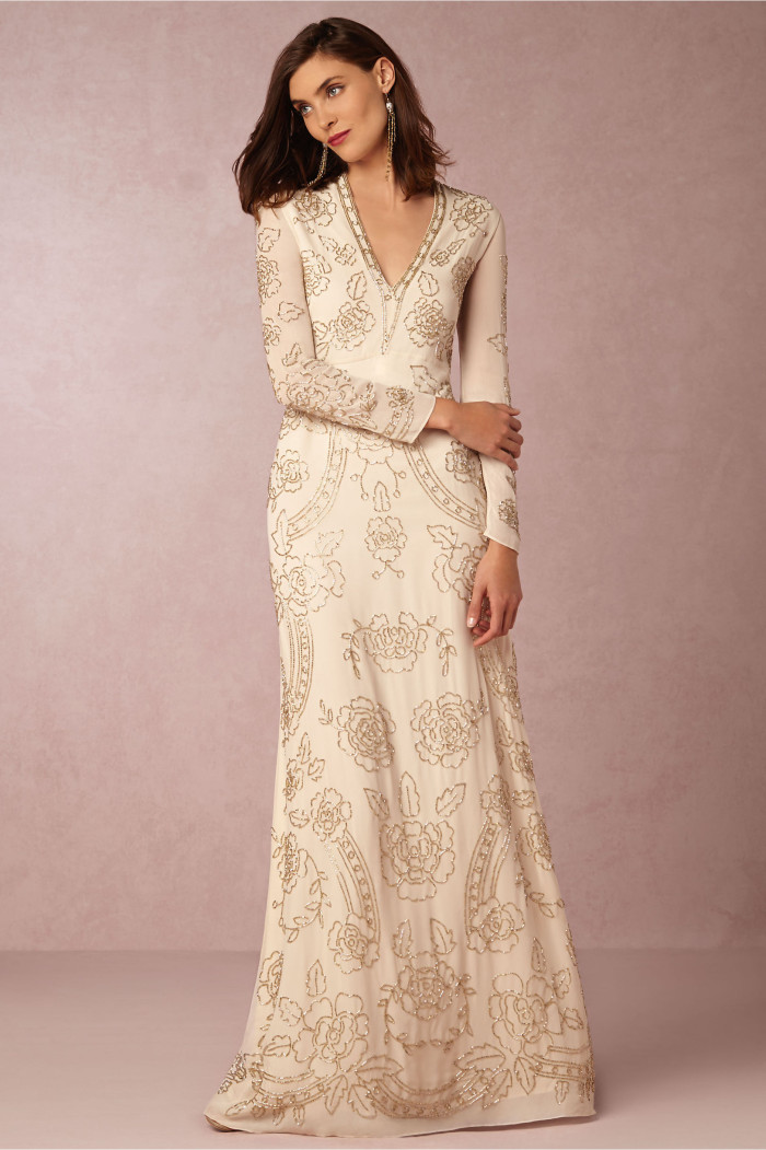 long sleeve embellished wedding dress from BHLDN