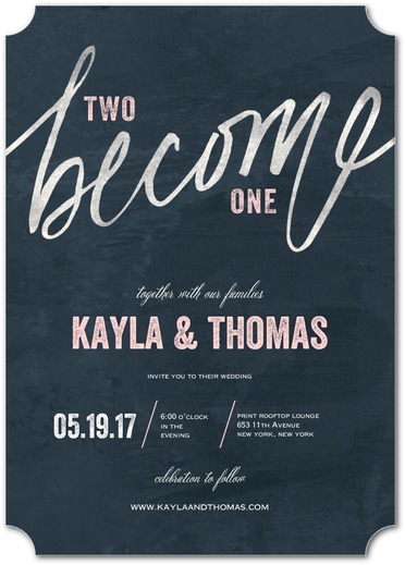 Navy and blush wedding invitation from Wedding Paper Divas