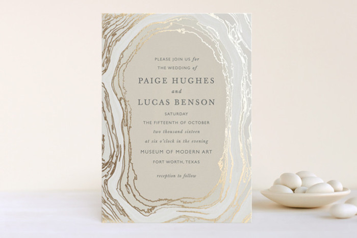 Silver and gold gem wedding invitation | from Minted