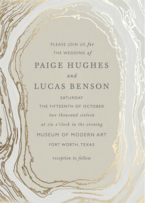 Neutral gold and gray wedding invitation from Minted