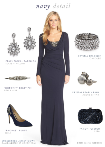 navy evening gowns with sleeves