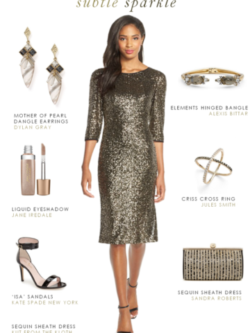 Sequin cocktail dress for a winter wedding or holiday party