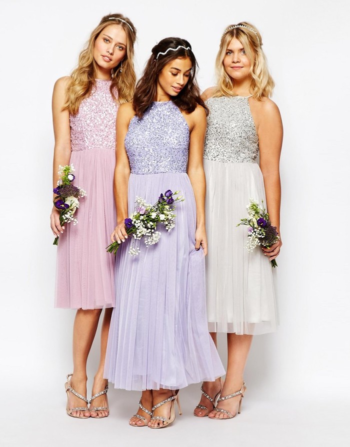 Sequin top bridesmaid dresses with tulle skirts| Found at ASOS