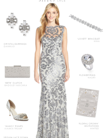Silver lace dress for mother of the bride