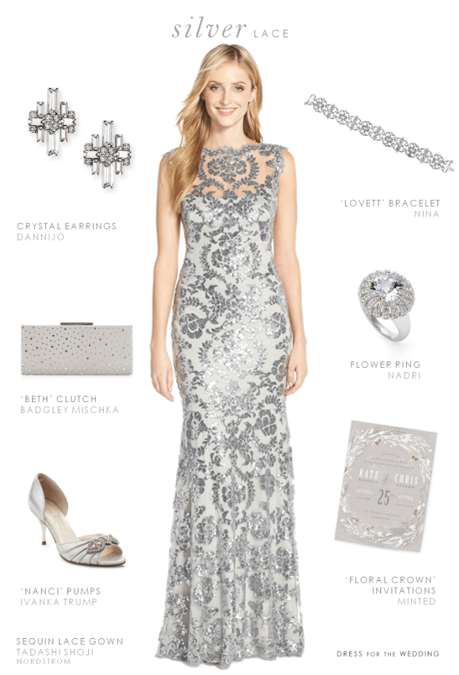 Silver lace dress for mother of the bride