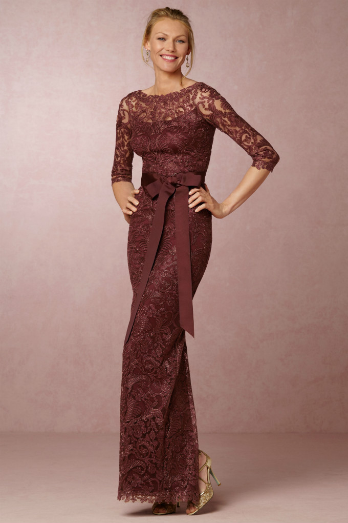 Long sleeve burgundy gown | Darby Dress from BHLDN