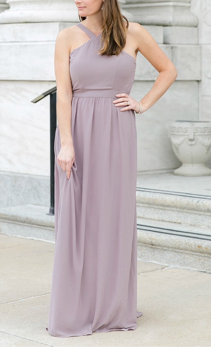 Formal wedding guest outfit | Neutral dress from ModCloth | Photography by Brittney Kreider