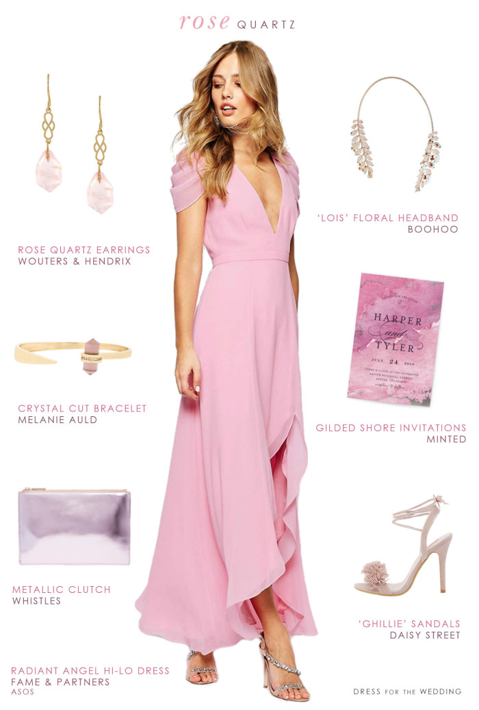 Long pink bridesmaid dress | Rose Quartz Bridesmaid Dress