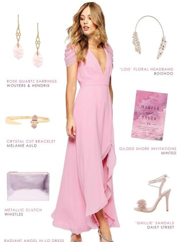 Long pink bridesmaid dress | Rose Quartz Bridesmaid Dress