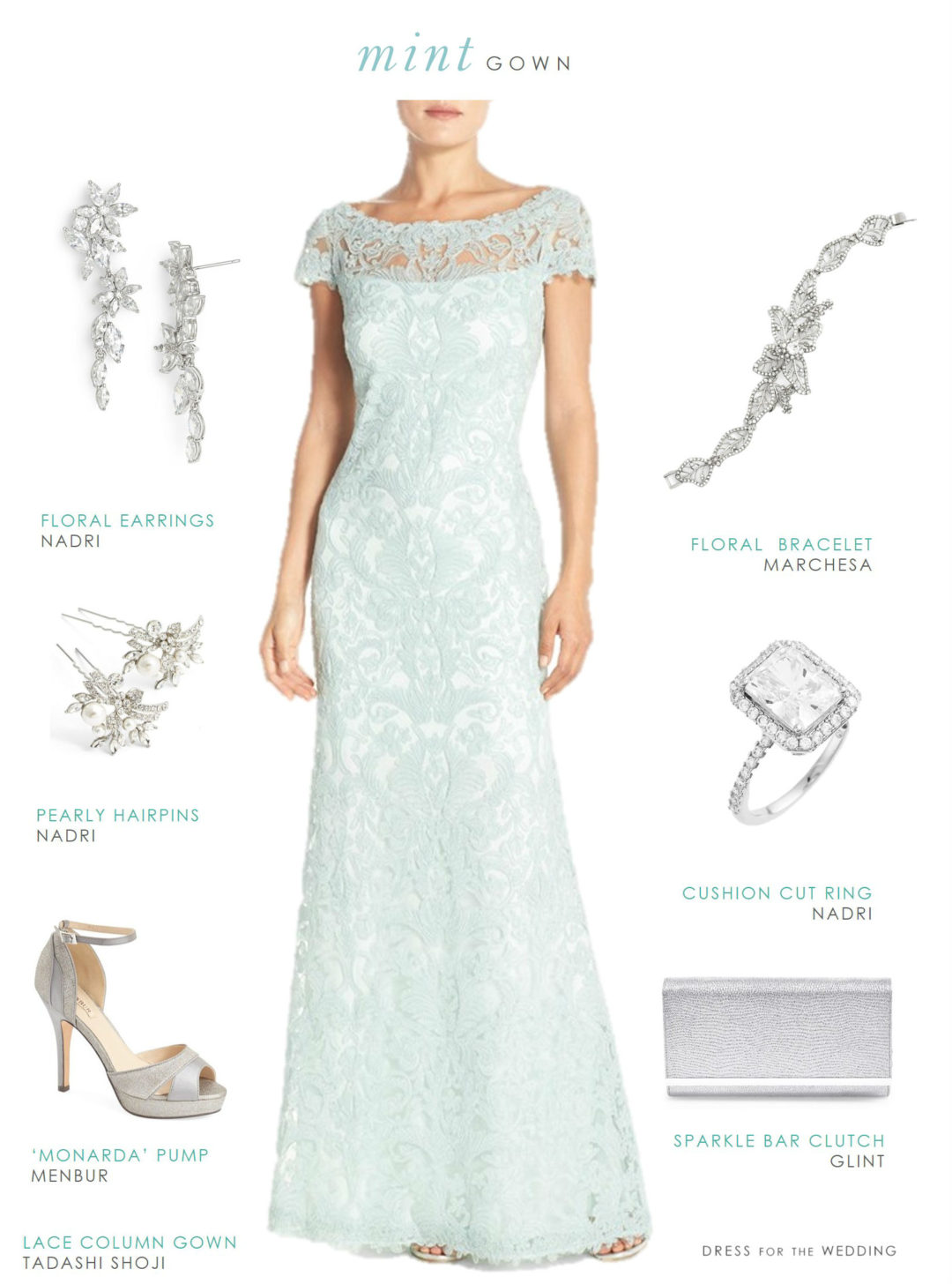 Mint Green Lace Gown | Pale Green Mother of the Bride Dress