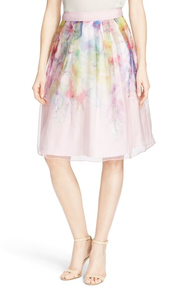 Watercolor print skirt