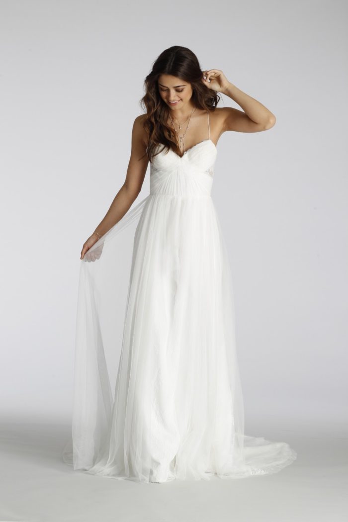 Spaghetti strap cross back wedding dress | Style 7650 Ti Adora