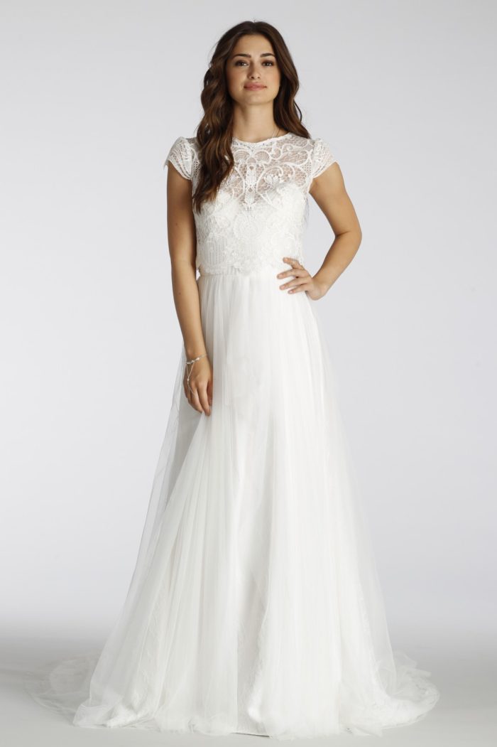 Two piece lace top wedding dress | Ti Adora Style 7650 with 650J