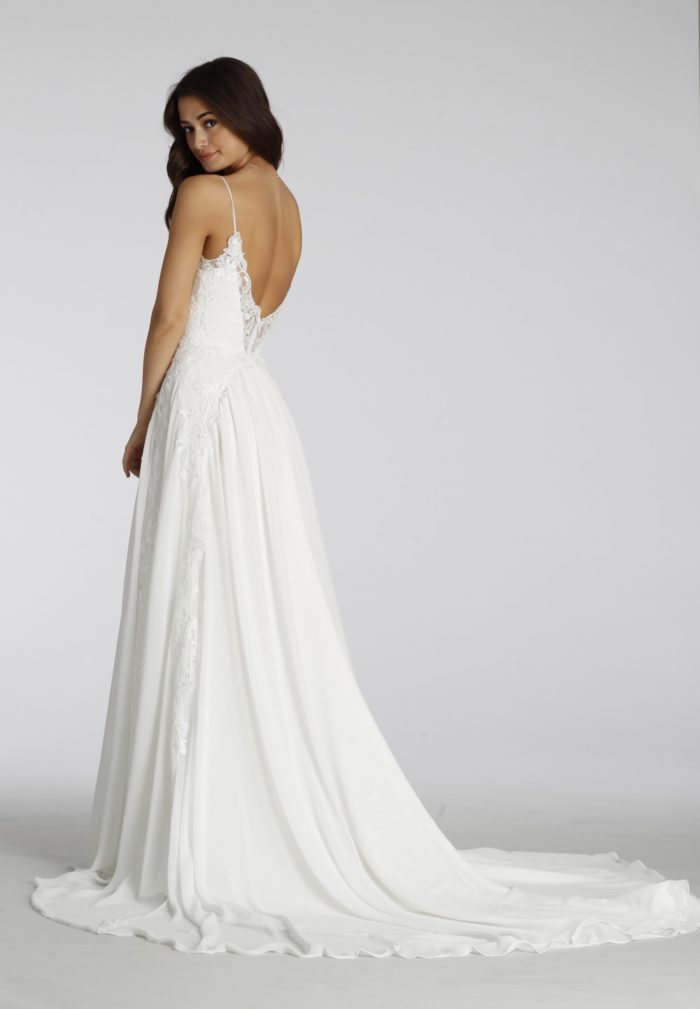 Low back wedding dress with spaghetti straps | Back detail Ti Adora Style 7654