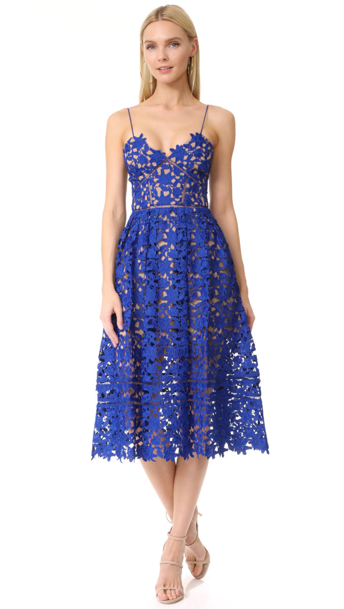 Cobalt Blue Lace Midi Dress | Azalea Dress by Self Portrait