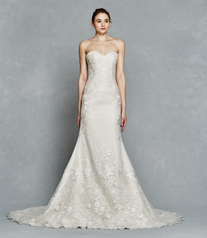 All over lace strapless wedding dress | Sibyl by Kelly Faetanini