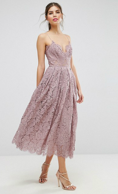 Purple Lace Midi Dress