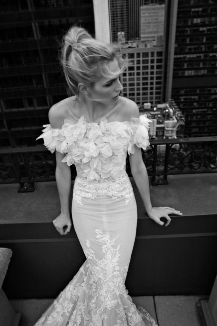 Off the shoulder wedding dress by Inbal Dror