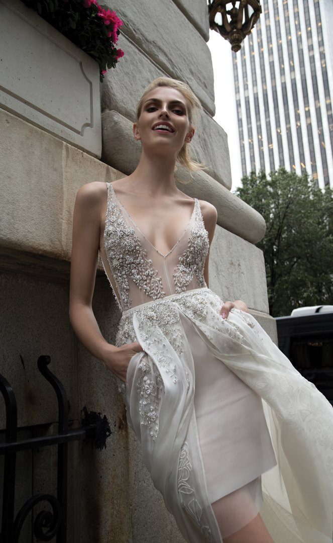 Wedding dress with overskirt by Inbal Dror