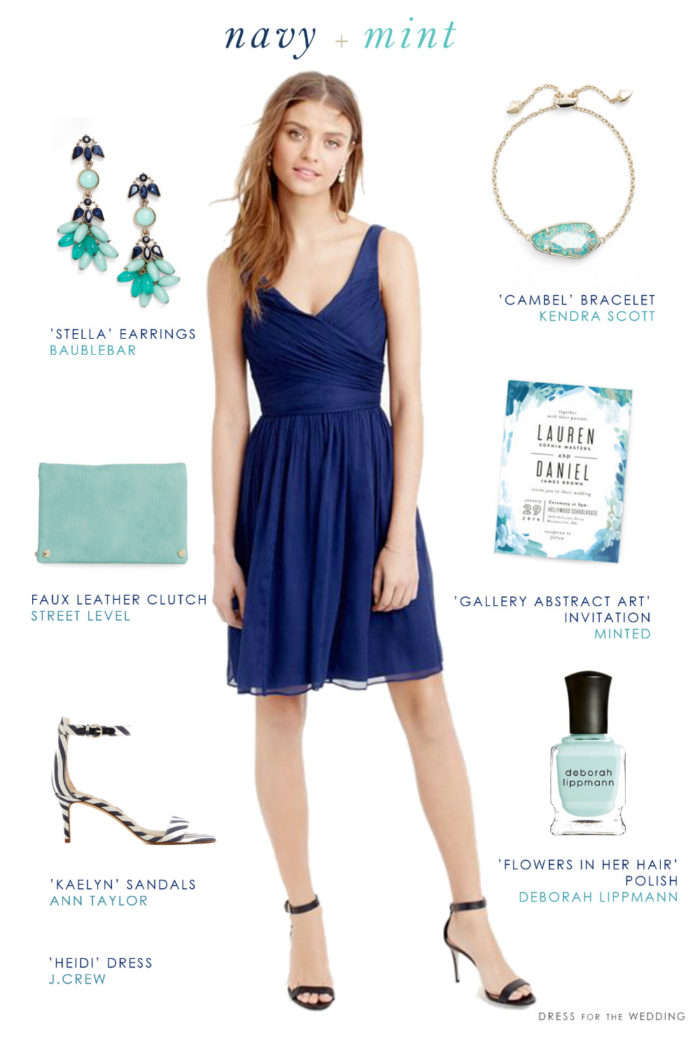 Navy blue and mint green outfit by Dress for the Wedding