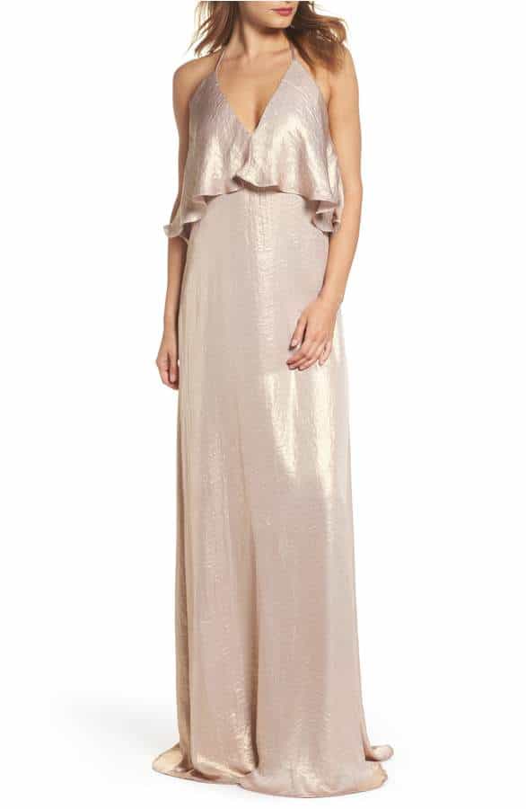 liquid gold amsale bridesmaid dress