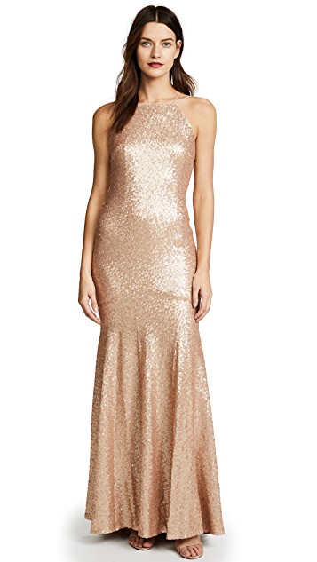 Gold sequin maxi dress