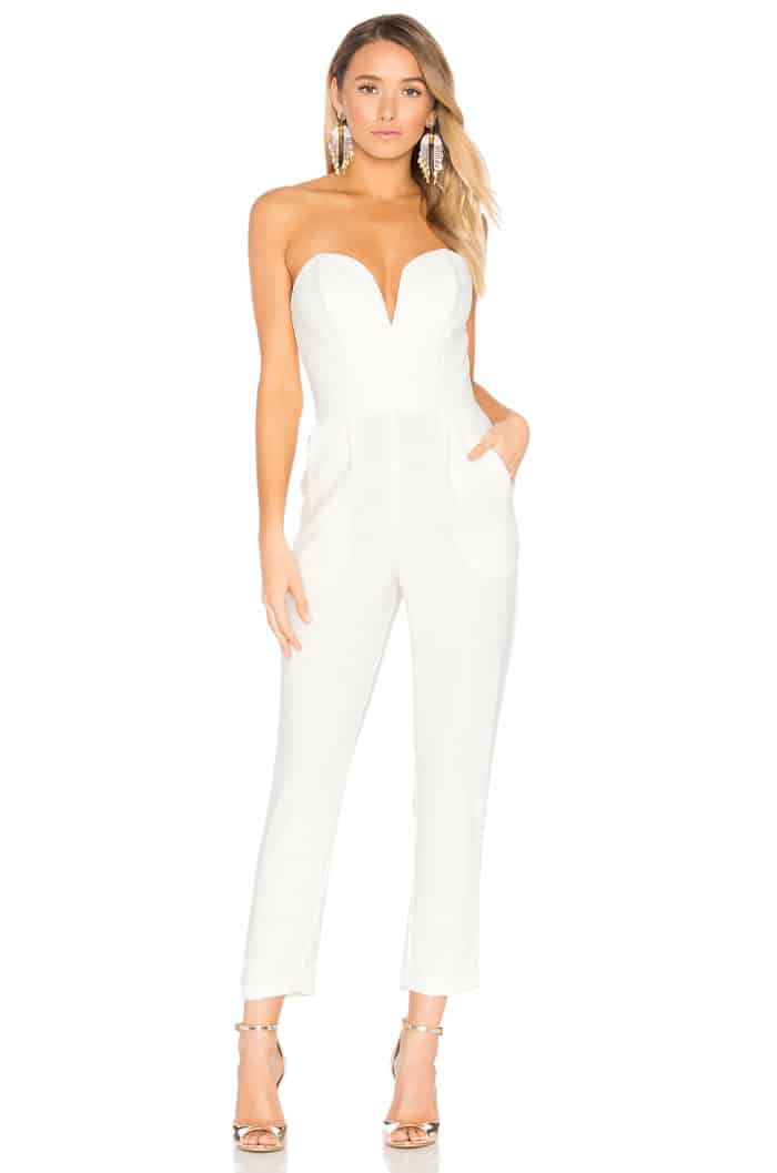 strapless white jumpsuit