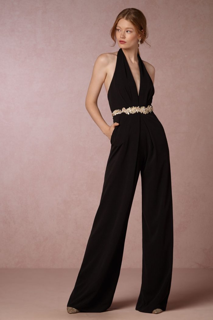 Sleek black halter neck jumpsuit | Party Attire