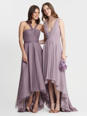 Purple and Lavender Mismatched Bridesmaid Dresses | Monique Lhuillier Style jpg