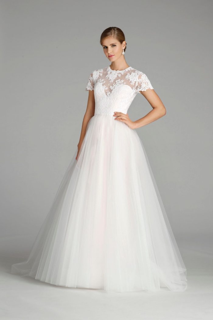 Short sleeve wedding dress from Alvina Valenta Style 9655