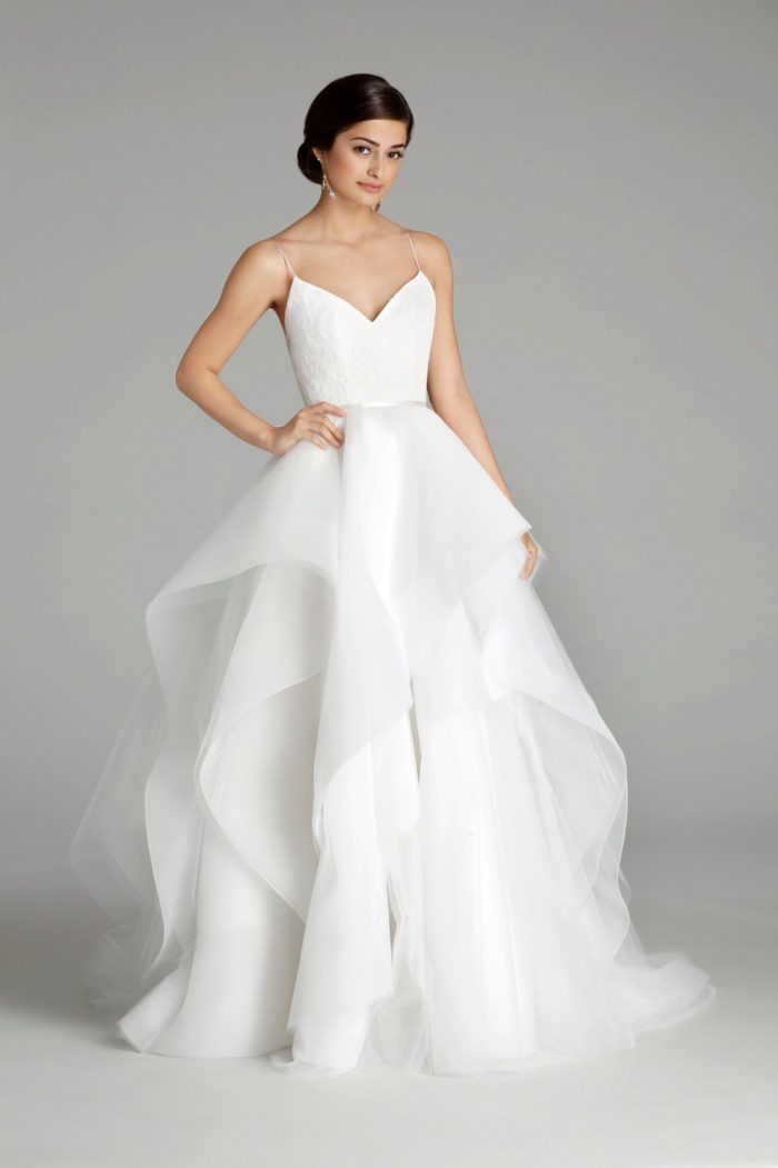 Layered tulle ball gown designer wedding dress