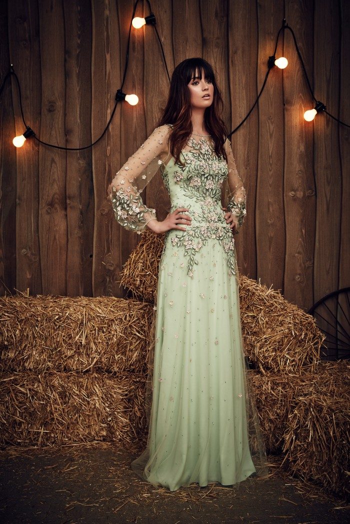 Celadon green wedding dress