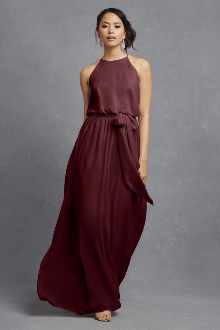 Burgundy maxi dress for bridesmaids