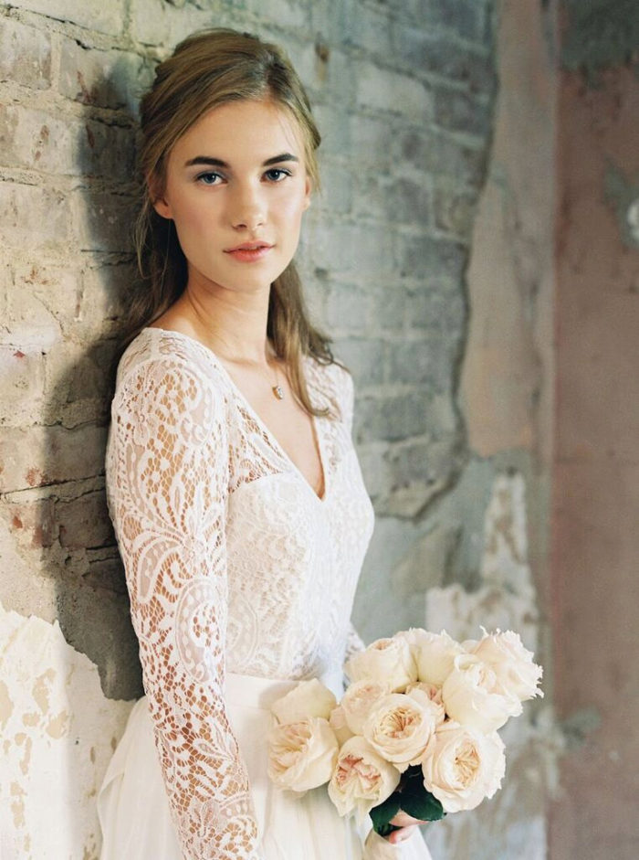 Long sleeve lace bridal top | Created by Lace and Liberty Bridal on Etsy