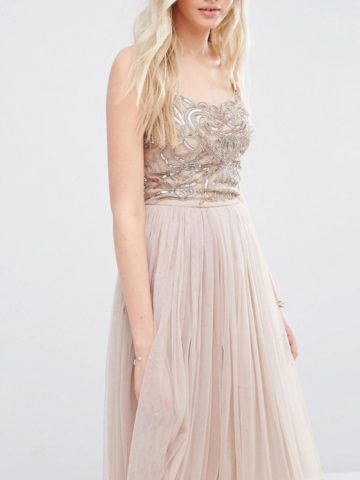 Embellished top tulle skirt bridesmaid dress