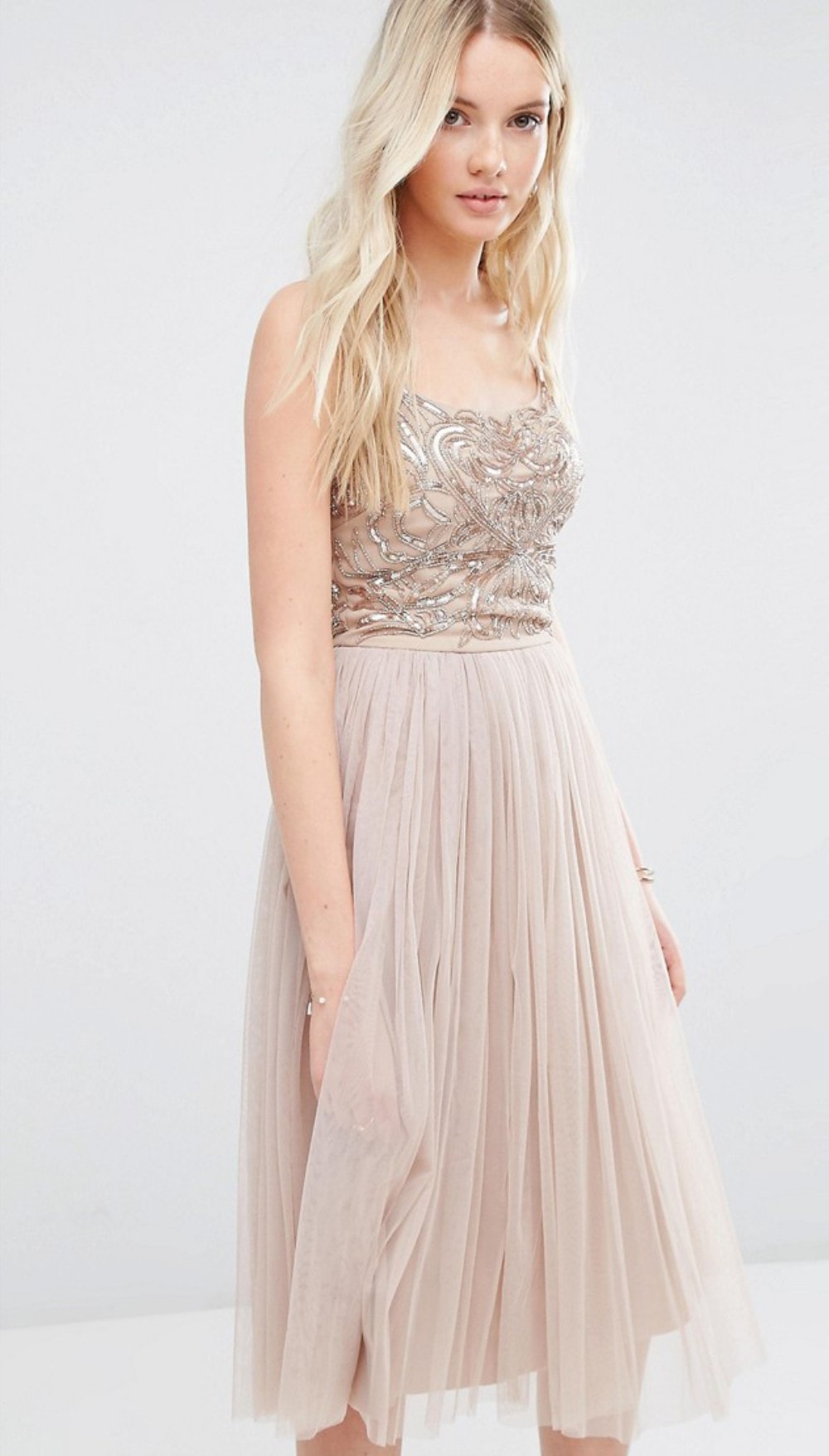 Embellished top tulle skirt bridesmaid dress