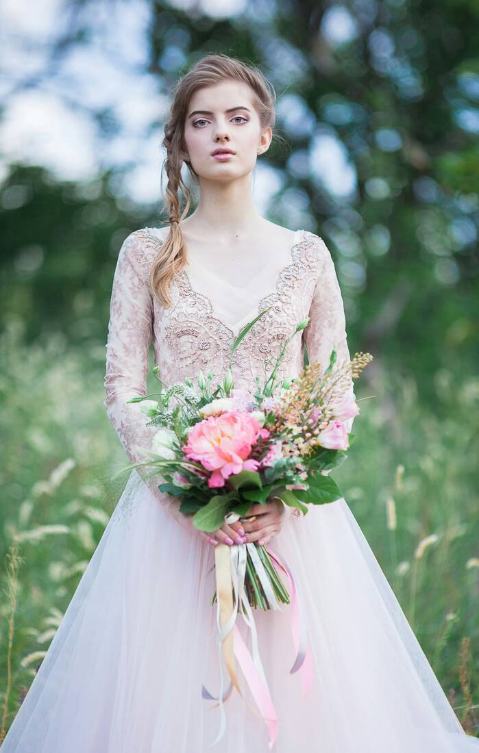 Pink wedding dress by Carousel Fashion