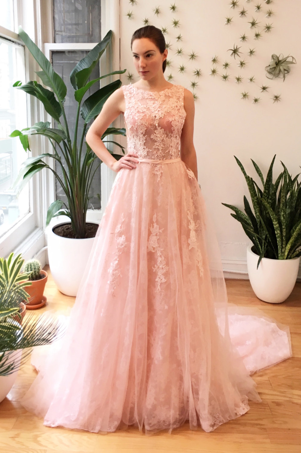 blush colored gowns