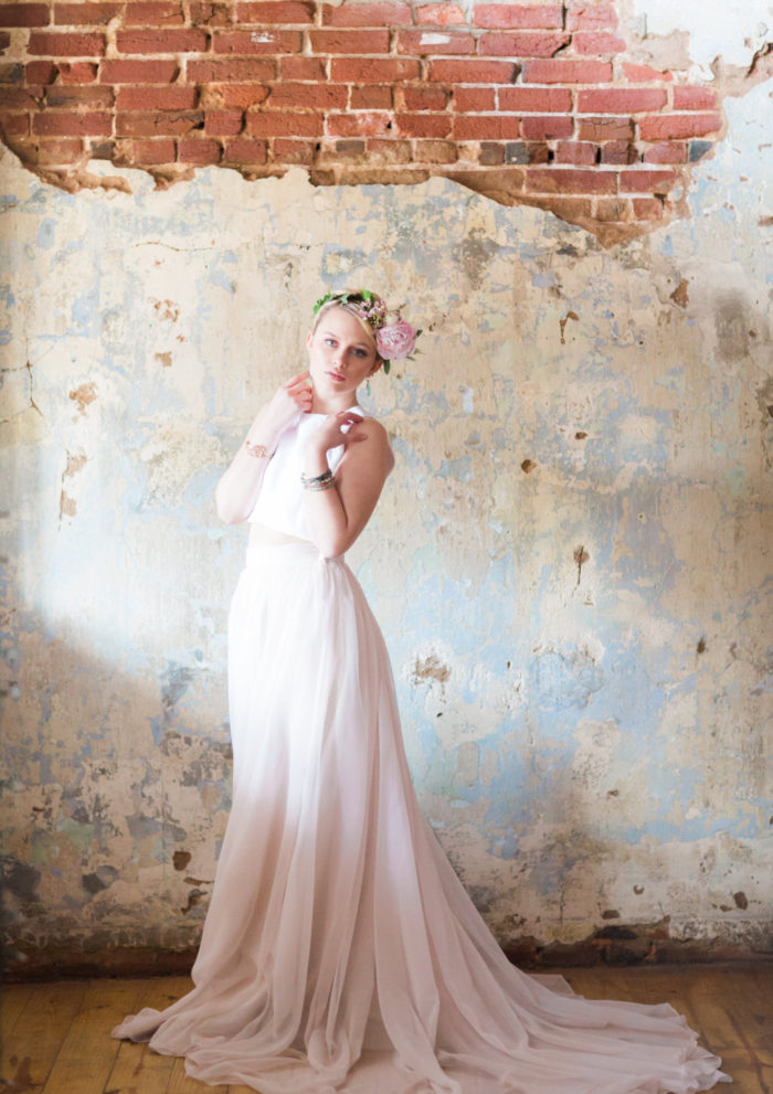 Boho style pink wedding dress separates