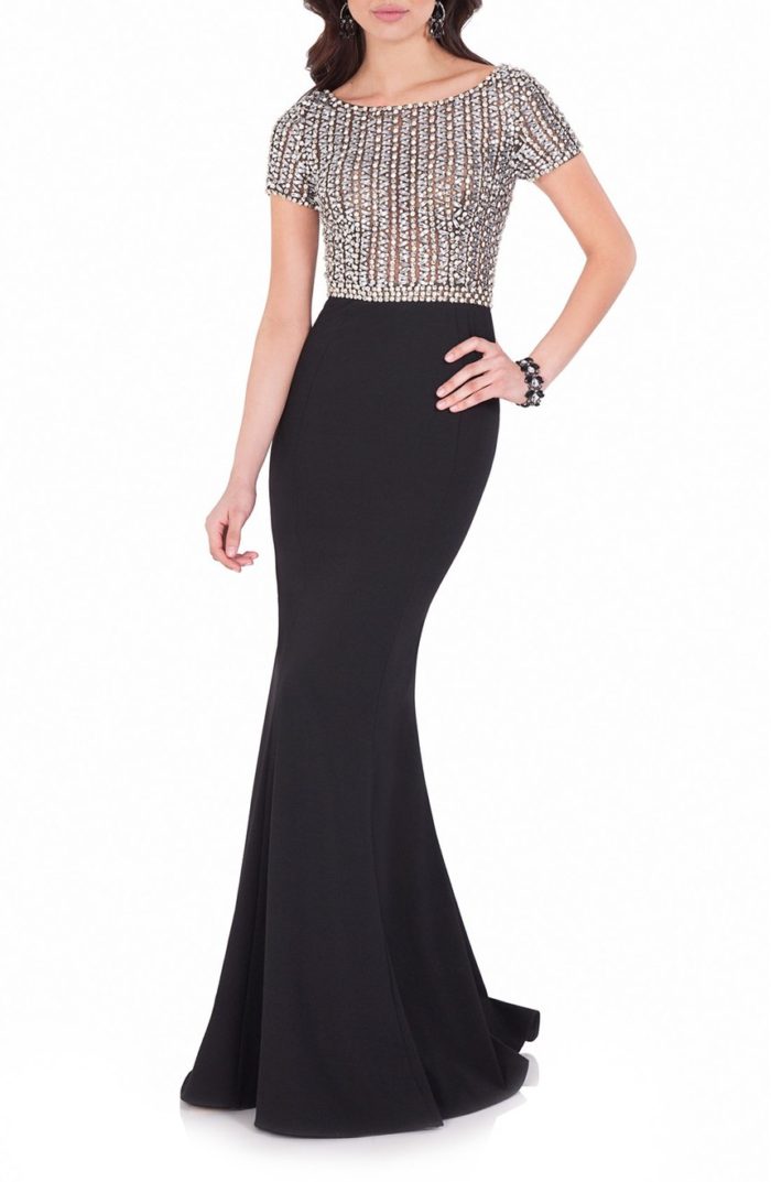 Formal Black and Crystal Evening Gown