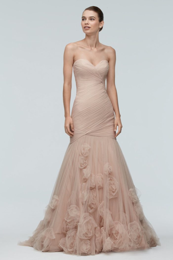 Starla Wedding Dress by Watters a blush tulle strapless bridal gown