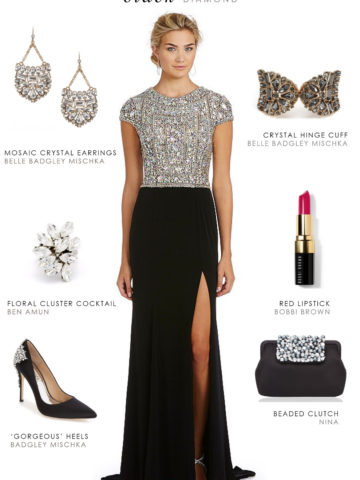 Black Beaded Evening Gown