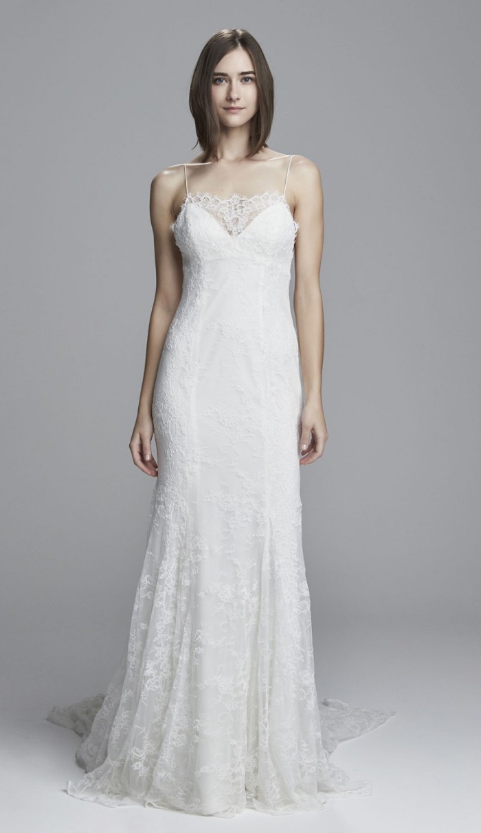 All Over Lace Wedding Dress with Spaghetti Straps |